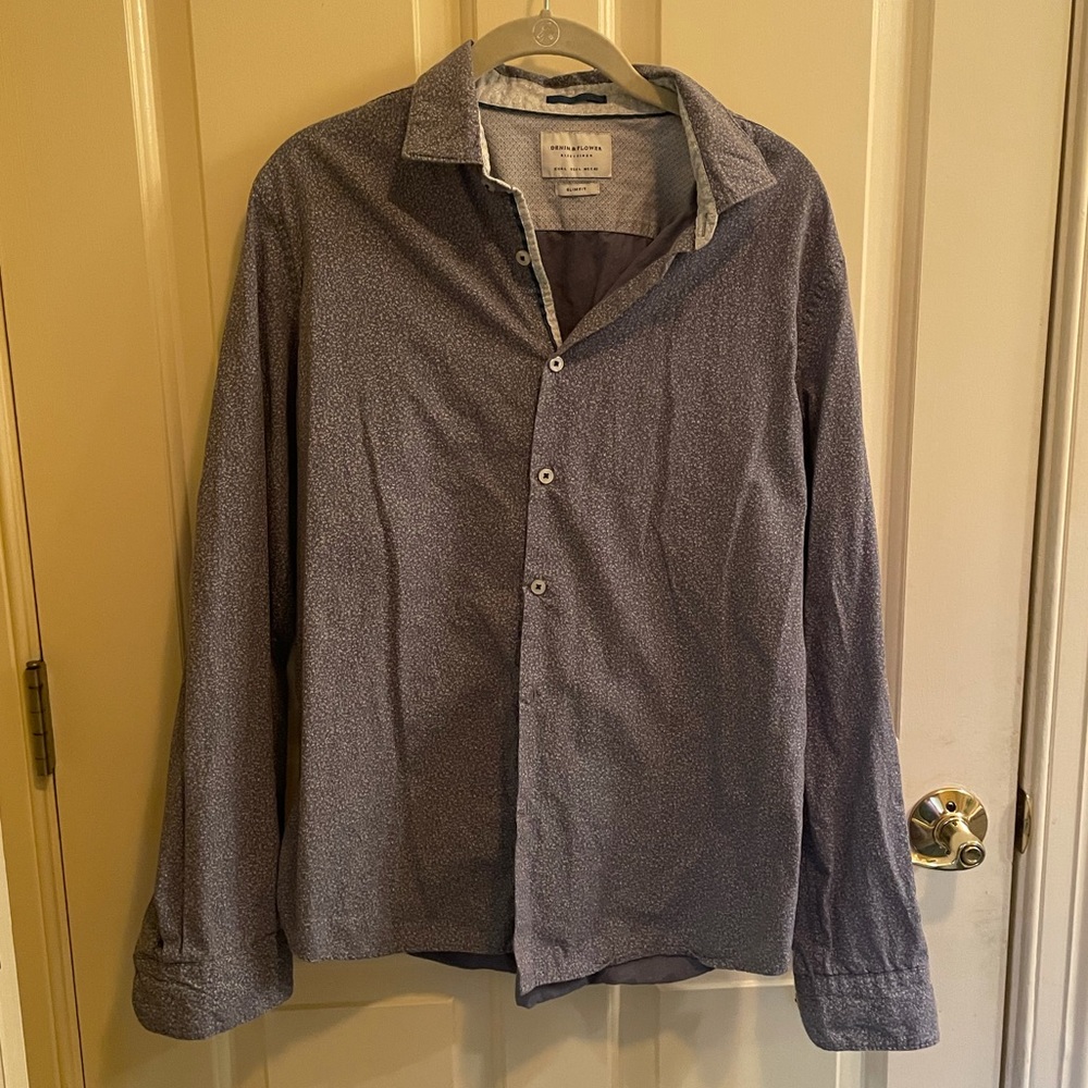 Denim & Flower Dress Shirt Medium Slim - Blue